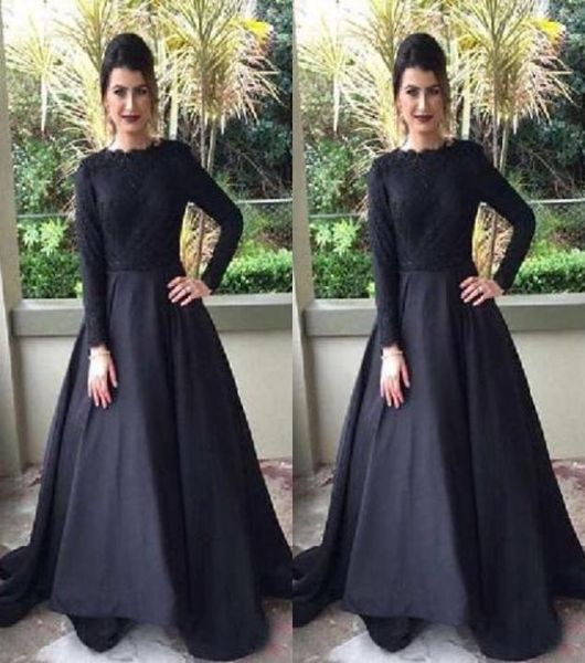 modest muslim evening dress black bateau neck long sleeve lace prom party gowns formal wear with sweep trai3068416
modest muslim evening dress black bateau neck long sleeve lace prom party gowns formal wear with sweep trai3068416