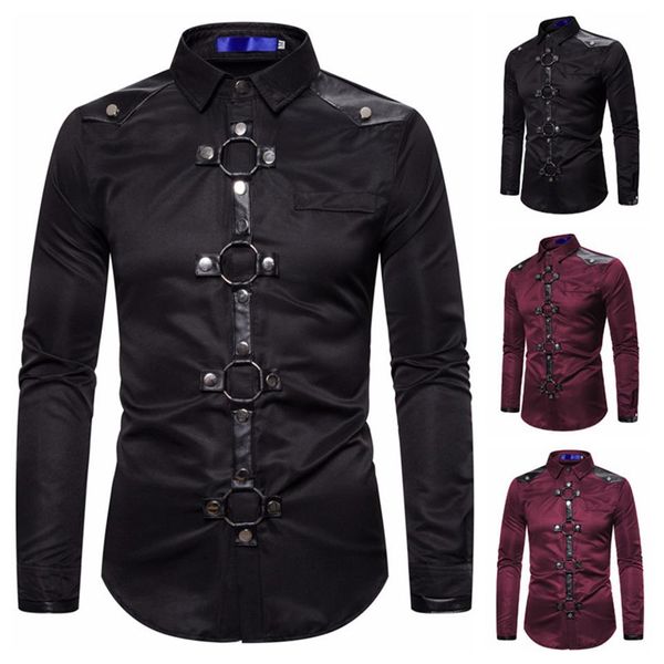 men's slim shirt 2019 winter new foreign trade men's gothic style rivet casual long sleeve shirt costume253e, White;black
men's slim shirt 2019 winter new foreign trade men's gothic style rivet casual long sleeve shirt costume253e, White;black