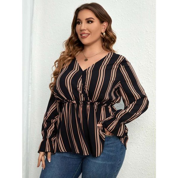 womens shirt striped autumn and winter long sleeves waist large size slightly fat wholesale trend, White
womens shirt striped autumn and winter long sleeves waist large size slightly fat wholesale trend, White