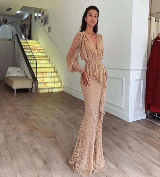 sparkly sequined champagne mermaid evening dresses with juliet sleeve v neck peplum formal gowns long prom dress9503800, Black;red
sparkly sequined champagne mermaid evening dresses with juliet sleeve v neck peplum formal gowns long prom dress9503800, Black;red