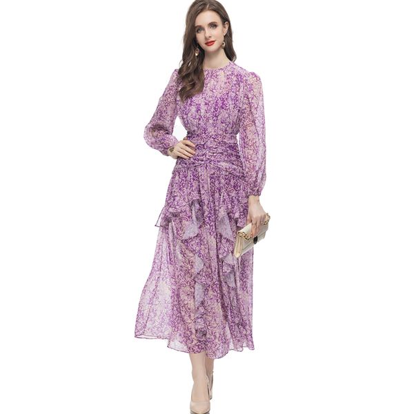 women's runway dresses o neck long sleeves ruched waist printed ruffles fashion high street vestidos, Black
women's runway dresses o neck long sleeves ruched waist printed ruffles fashion high street vestidos, Black