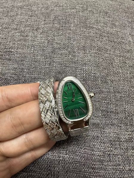 classic snake women's watch fashion trend steel material thickened glass ring mouth lady watches band with diamond shell green dial bvl, Slivery;brown
classic snake women's watch fashion trend steel material thickened glass ring mouth lady watches band with diamond shell green dial bvl, Slivery;brown