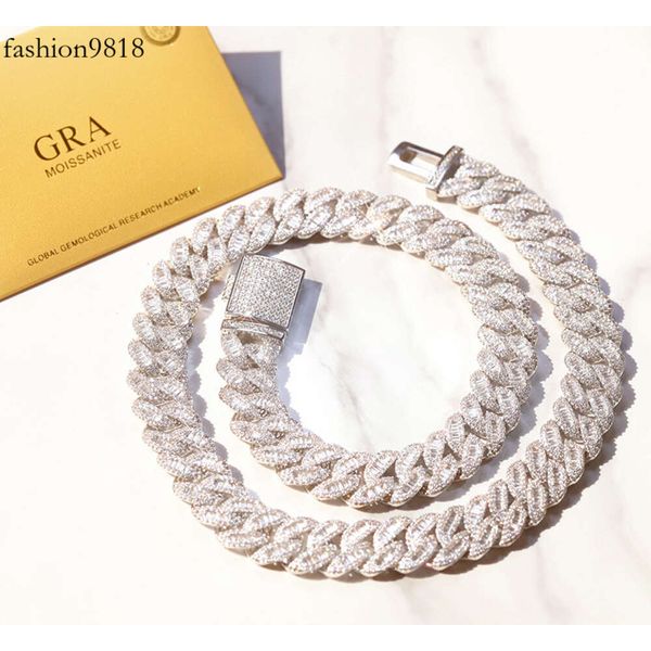 hip hop jewelry 15 mm baguette vvs moissanite diamond chain sterling sier cuban link chain, Silver
hip hop jewelry 15 mm baguette vvs moissanite diamond chain sterling sier cuban link chain, Silver
