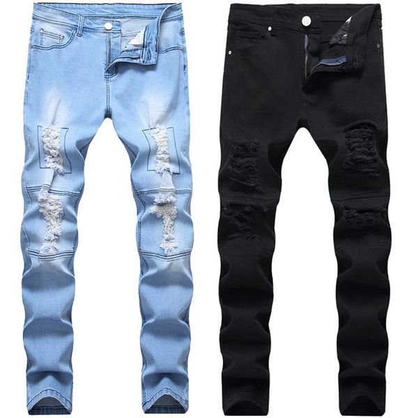 mens washed worn out jeans fashion denim pants elastic small straight tube tight fit youth fashion male pants jeans 28-42269s, Blue
mens washed worn out jeans fashion denim pants elastic small straight tube tight fit youth fashion male pants jeans 28-42269s, Blue
