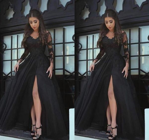 modern black sheer long sleeves plus size prom evening dresses applique lace high side split custom made formal dress party gowns4884084
modern black sheer long sleeves plus size prom evening dresses applique lace high side split custom made formal dress party gowns4884084
