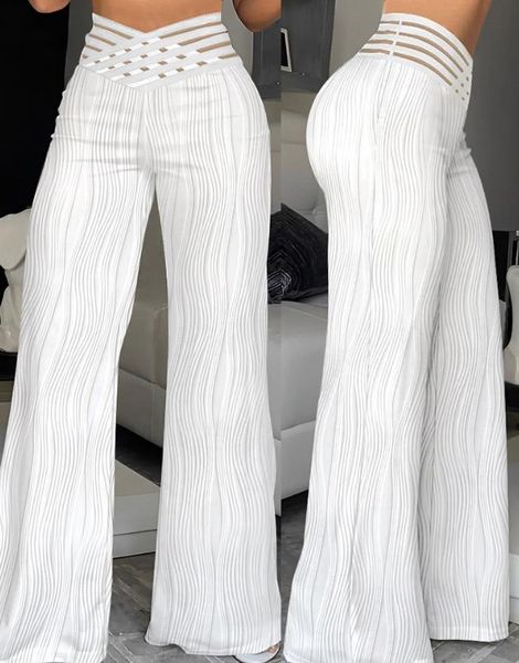 womens pants capris elegant high waist flared for women overlap waisted textured criss cross sheer mesh design female summer work trousers 2, Black;white
womens pants capris elegant high waist flared for women overlap waisted textured criss cross sheer mesh design female summer work trousers 2, Black;white