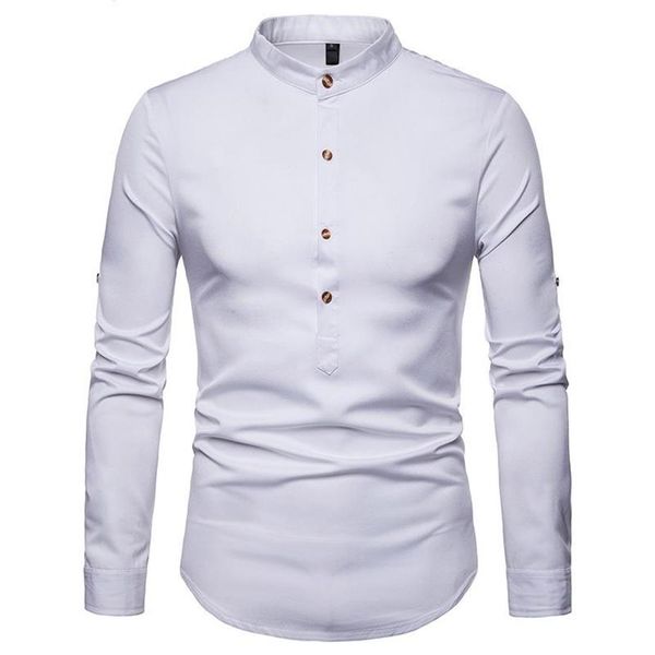 rolled up sleeve shirt men 2021 autumn stand collar mens dress shirts chemise homme henry camiseta men's casual287t, White;black
rolled up sleeve shirt men 2021 autumn stand collar mens dress shirts chemise homme henry camiseta men's casual287t, White;black