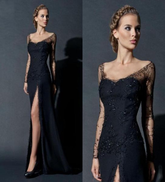black lace arabic evening gowns dresses sheath scoop neckline long illusion sleeves beads high split formal dress2959407, Black;red
black lace arabic evening gowns dresses sheath scoop neckline long illusion sleeves beads high split formal dress2959407, Black;red