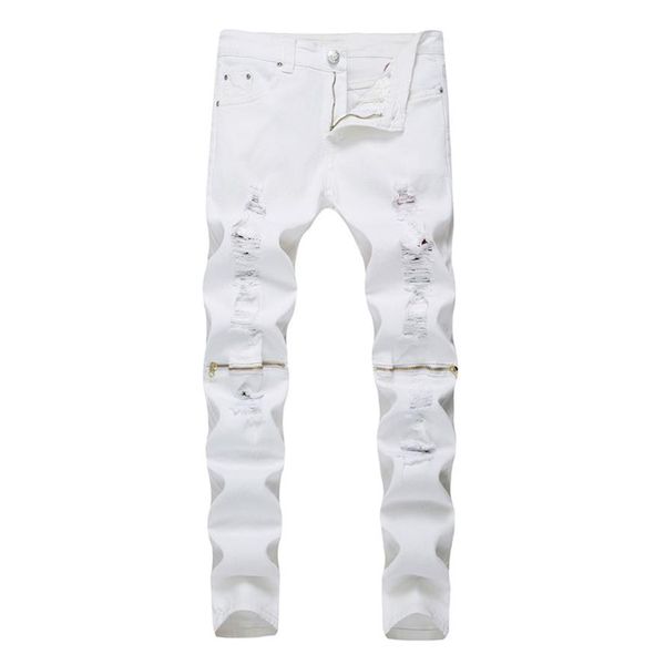 new fashion mens knee zipper ripped jeans cotton white elastic slim men motorcycle denim joggers skinny jeans218c, Blue
new fashion mens knee zipper ripped jeans cotton white elastic slim men motorcycle denim joggers skinny jeans218c, Blue
