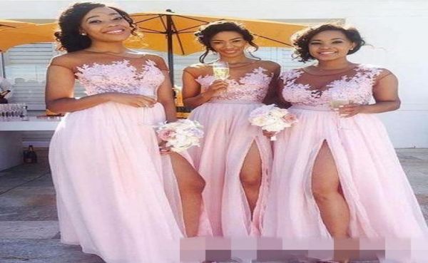 2019 blush pink long bridesmaid dresses chiffon lace appliqued floor length high slits maid of honor prom gowns wedding guest dres6662912, White;pink
2019 blush pink long bridesmaid dresses chiffon lace appliqued floor length high slits maid of honor prom gowns wedding guest dres6662912, White;pink