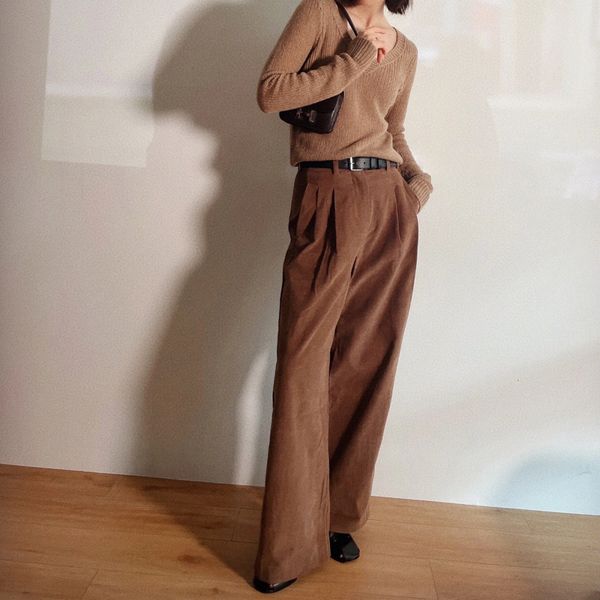 women's pants s customwoven brown corduroy doublepleated slimming straightleg 230811, Black;white
women's pants s customwoven brown corduroy doublepleated slimming straightleg 230811, Black;white