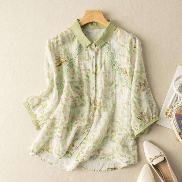 summer style art vintage ramie blouses print short sleeve shirt womens thin loose age reduction cotton linen top, White
summer style art vintage ramie blouses print short sleeve shirt womens thin loose age reduction cotton linen top, White