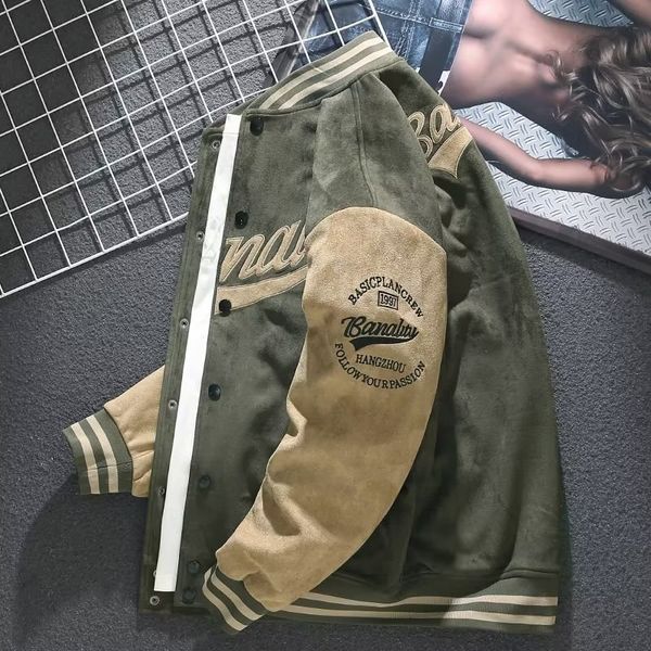 men's jackets suede baseball uniform men's autumn and winter american retro coat spring and autumn loose embroidered jacket trend, Black;brown
men's jackets suede baseball uniform men's autumn and winter american retro coat spring and autumn loose embroidered jacket trend, Black;brown