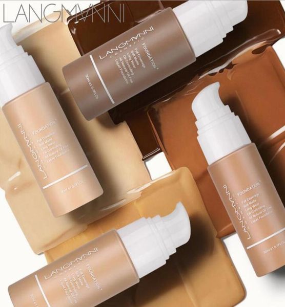 

langmanni 30ml liquid foundation soft matte concealer 13 colors primer base professional face make up foundation contour palette9928688