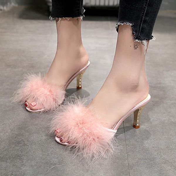 slippers 2023 summer shoes woman feather thin high heels fur peep toe mules lady pumps slides big size 230812, Black
slippers 2023 summer shoes woman feather thin high heels fur peep toe mules lady pumps slides big size 230812, Black