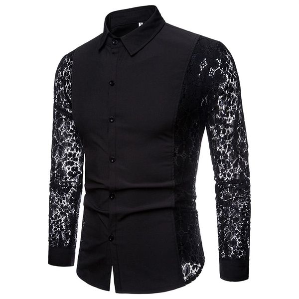 2018 new autumn black white patchwork lace shirt men transparent party long sleeve dress shirts camisa social masculina244d, White;black
2018 new autumn black white patchwork lace shirt men transparent party long sleeve dress shirts camisa social masculina244d, White;black