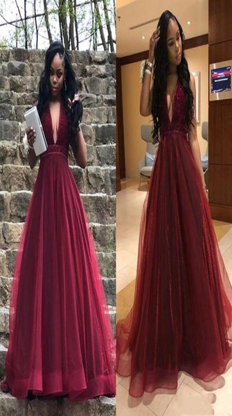 2019 new deep v neck burgundy prom dresses sleeveless a line tulle dresses evening wear party gowns floor length8154902, Black
2019 new deep v neck burgundy prom dresses sleeveless a line tulle dresses evening wear party gowns floor length8154902, Black