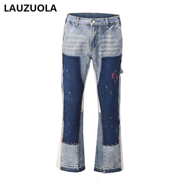 men's pants luxury speckle patch panel wash hole flare jeans men waist graffiti denim 230811, Black
men's pants luxury speckle patch panel wash hole flare jeans men waist graffiti denim 230811, Black