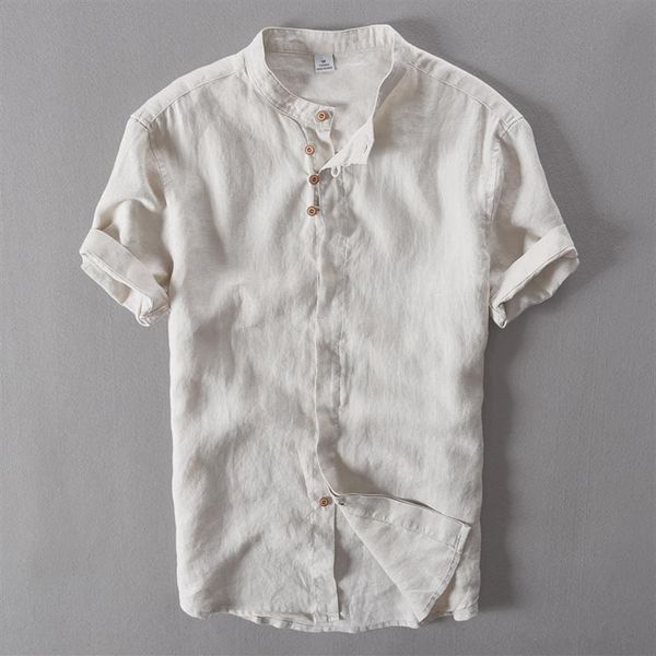 men's pure linen casual short - sleeved shirt chinese collar 100% linen shirts men brand fashion mens shirt summer camisa soc272q, White;black
men's pure linen casual short - sleeved shirt chinese collar 100% linen shirts men brand fashion mens shirt summer camisa soc272q, White;black