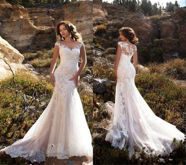 2019 lace mermaid wedding dresses sheer cap sleeves tulle applique sweep train wedding bridal gowns with buttons3386964, White
2019 lace mermaid wedding dresses sheer cap sleeves tulle applique sweep train wedding bridal gowns with buttons3386964, White