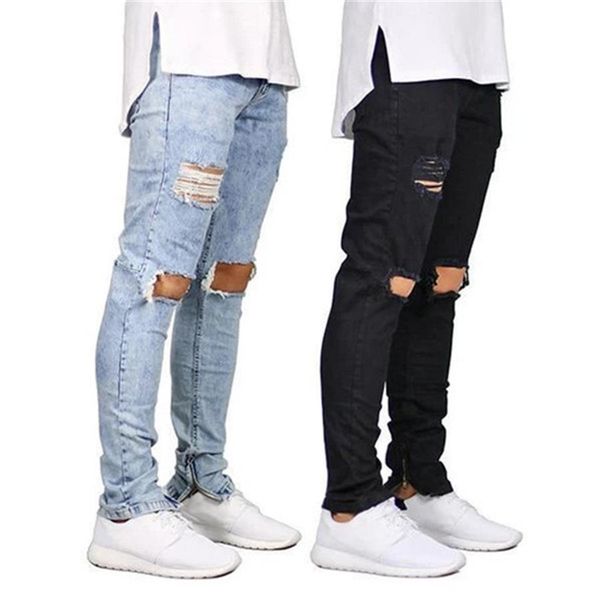 men's jeans 2 colors mens casual knee hole zipper design elastic waist pencil slim fit fashionable urban wind style cool pant267v, Blue
men's jeans 2 colors mens casual knee hole zipper design elastic waist pencil slim fit fashionable urban wind style cool pant267v, Blue