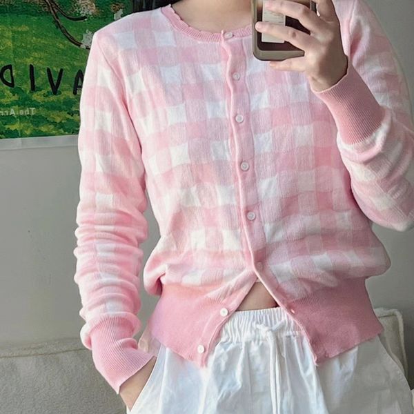 womens sweaters spring autumn rl knitted short cardigan blouse slim long sleeve female sweater pink blue plaid tshirt jacket 230811, White;black
womens sweaters spring autumn rl knitted short cardigan blouse slim long sleeve female sweater pink blue plaid tshirt jacket 230811, White;black