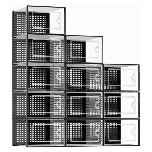 large shoe organizer storage boxes for close clear plastic stackable sneaker containers bins with lids great substitute for shoe rack, 12 pa, Blue;gray
large shoe organizer storage boxes for close clear plastic stackable sneaker containers bins with lids great substitute for shoe rack, 12 pa, Blue;gray