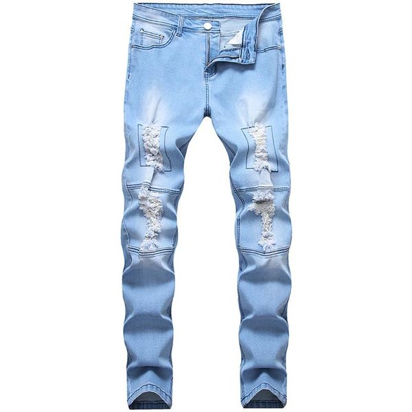 men's jeans men tide ripped trend pants long stretch slim hole destroyed light blue large size casual male262y
men's jeans men tide ripped trend pants long stretch slim hole destroyed light blue large size casual male262y