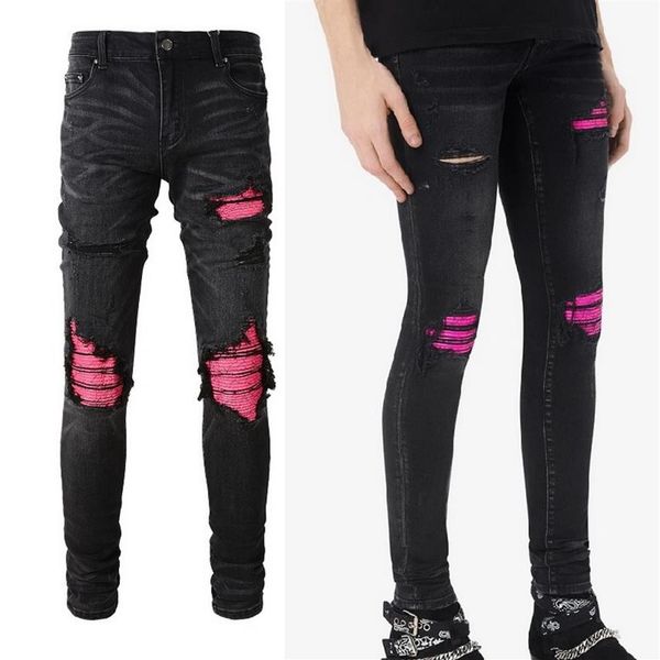 big size 40 biker stretch denim jeans man hommes cracked leather patches slim leg fit263s, Blue
big size 40 biker stretch denim jeans man hommes cracked leather patches slim leg fit263s, Blue