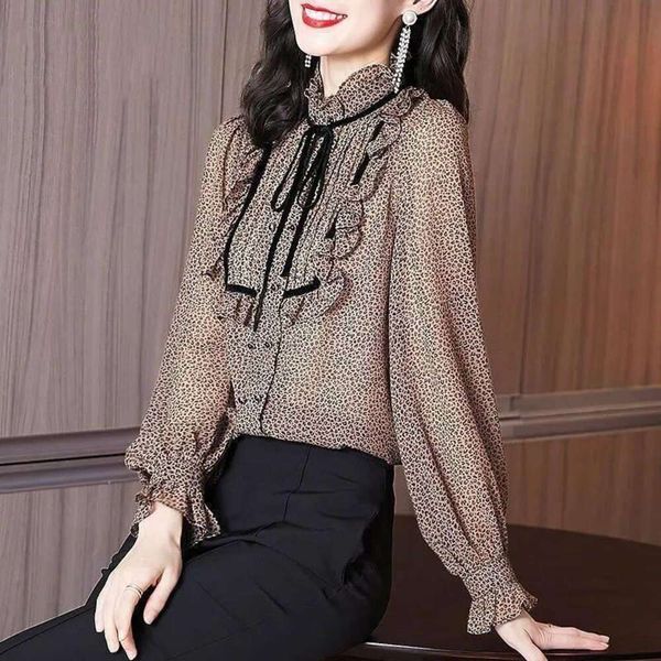 womens long sleeved shirt autumn fashion feminine bow loose leopard print chiffon, White
womens long sleeved shirt autumn fashion feminine bow loose leopard print chiffon, White