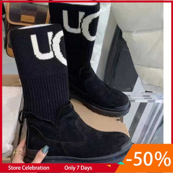 women's fashion snow boots thick soled elastic knitting stitching warm socks martin middle platform boots000, Black
women's fashion snow boots thick soled elastic knitting stitching warm socks martin middle platform boots000, Black