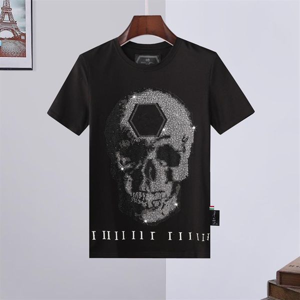 men's summer breathable t-shirt skull letter logo rhinestone round neck comfortable 787, White;black
men's summer breathable t-shirt skull letter logo rhinestone round neck comfortable 787, White;black