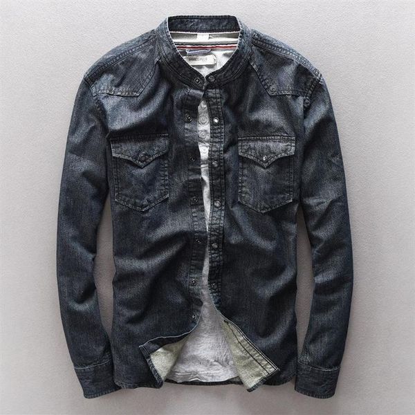 men's casual shirts fashion 2021 arrival mandarin collar long sleeve denim shirt cowboy classic black blue clothes jeans 331s, White;black
men's casual shirts fashion 2021 arrival mandarin collar long sleeve denim shirt cowboy classic black blue clothes jeans 331s, White;black