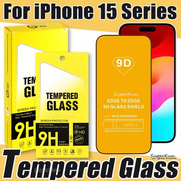 Image of 9D Full Cover Tempered Glass Phone Screen Protector For iPhone 15 14 13 12 MINI PRO 11 XR XS MAX A73 A53 A33 A23 A13 With Retail Package