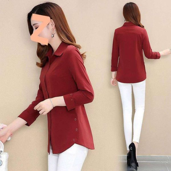 autumn nine point sleeves blouse blouses womens long medium and mommys wear pure color outerwear shirt, White
autumn nine point sleeves blouse blouses womens long medium and mommys wear pure color outerwear shirt, White