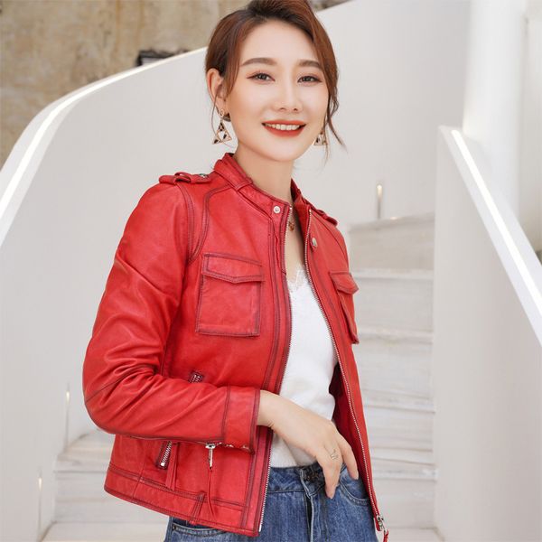 women's leather faux genuine sheepskin jacket moto real lambskin coat sheep bomber gr3779 230812, Black
women's leather faux genuine sheepskin jacket moto real lambskin coat sheep bomber gr3779 230812, Black
