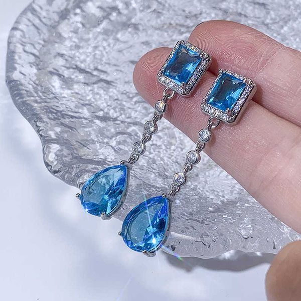 luxury blue tassel crystal zirconia women's earrings popular party jewelry temperament wedding bridal, Silver
luxury blue tassel crystal zirconia women's earrings popular party jewelry temperament wedding bridal, Silver