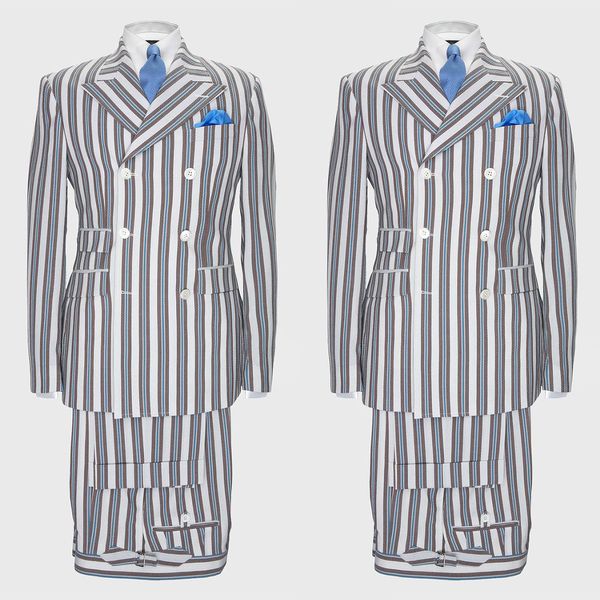 striped men's wedding suits peaked lapel groom wear slim fit tuxedos double breasted blazer 2 pcs business office custom made, Black;gray
striped men's wedding suits peaked lapel groom wear slim fit tuxedos double breasted blazer 2 pcs business office custom made, Black;gray