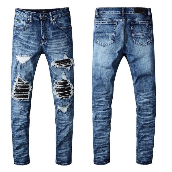 luxury solid classic mens jeans arrival designer fashion stitching leather biker ripped jeans distressed pants zebra stripes q208v, Blue
luxury solid classic mens jeans arrival designer fashion stitching leather biker ripped jeans distressed pants zebra stripes q208v, Blue