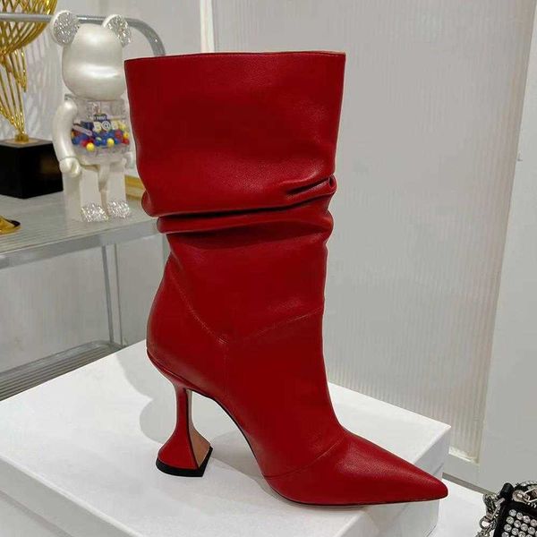 full grain leather goblet half boots mid calf pull fashion pointed slip-on cowboy boot shoes luxury designer high-heeled heels factory footw, Black
full grain leather goblet half boots mid calf pull fashion pointed slip-on cowboy boot shoes luxury designer high-heeled heels factory footw, Black