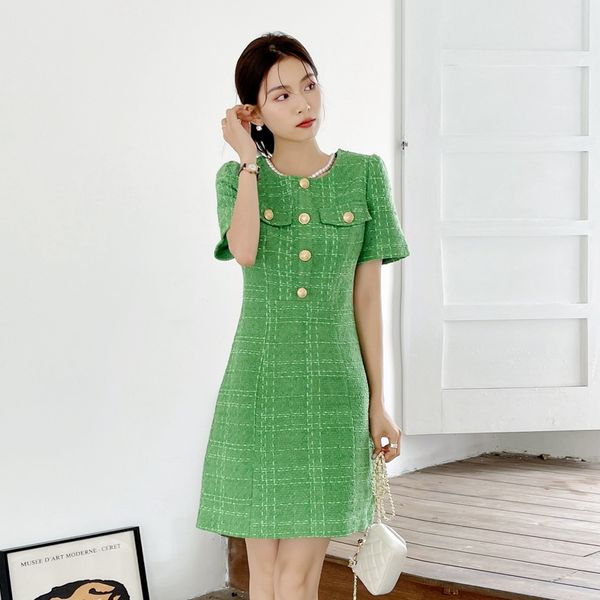 Basic Casual Dresses 2024 France Small Fragrant Elegant Golden Buttons Green Tweed Dress Women Fashion Chic Summer O Neck Short Sleeve Weave Mini Vestidos, Same as picture
Basic Casual Dresses 2024 France Small Fragrant Elegant Golden Buttons Green Tweed Dress Women Fashion Chic Summer O Neck Short Sleeve Weave Mini Vestidos, Same as picture