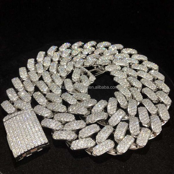 customized hip-hop 20mm wide full diamond cuban chain necklace with 3 rows of mosan diamonds sterling sier men's jewelry, Silver
customized hip-hop 20mm wide full diamond cuban chain necklace with 3 rows of mosan diamonds sterling sier men's jewelry, Silver