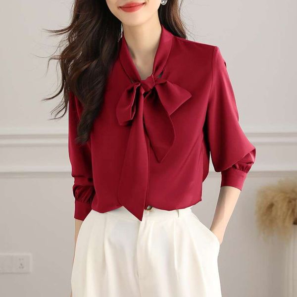 bowknot shirt womens long sleeved autumn fashion temperament streamer high end professional silk top, White
bowknot shirt womens long sleeved autumn fashion temperament streamer high end professional silk top, White