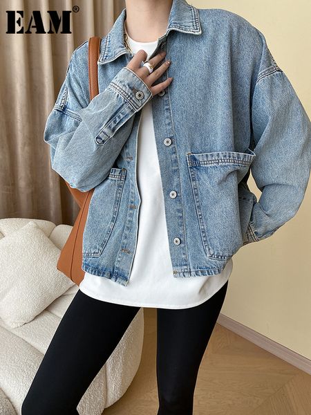 womens jackets eam loose fit blue pocket big size denim jacket lapel long sleeve women coat fashion spring autumn 1dh0166 230811, Black;brown
womens jackets eam loose fit blue pocket big size denim jacket lapel long sleeve women coat fashion spring autumn 1dh0166 230811, Black;brown