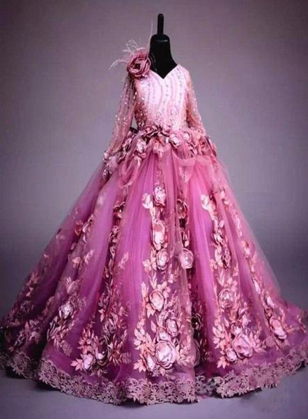 long sleeves flower girl dress fuchsia 3d flowers princess party gown luxury ball gown for formal wedding pageant dresses4282925, White;blue
long sleeves flower girl dress fuchsia 3d flowers princess party gown luxury ball gown for formal wedding pageant dresses4282925, White;blue
