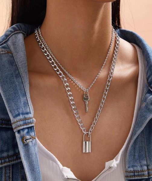 chokers 2021 fashion punk double chain golden lock key pendant statement choker necklace for women girl bridal party jewelry gift6159095, Golden;silver
chokers 2021 fashion punk double chain golden lock key pendant statement choker necklace for women girl bridal party jewelry gift6159095, Golden;silver