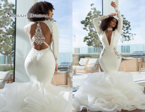 2019 elegant arabic dubai mermaid prom dresses long deep v neck long sleeves tiered organza open back evening wear formal gow5647647, Black
2019 elegant arabic dubai mermaid prom dresses long deep v neck long sleeves tiered organza open back evening wear formal gow5647647, Black