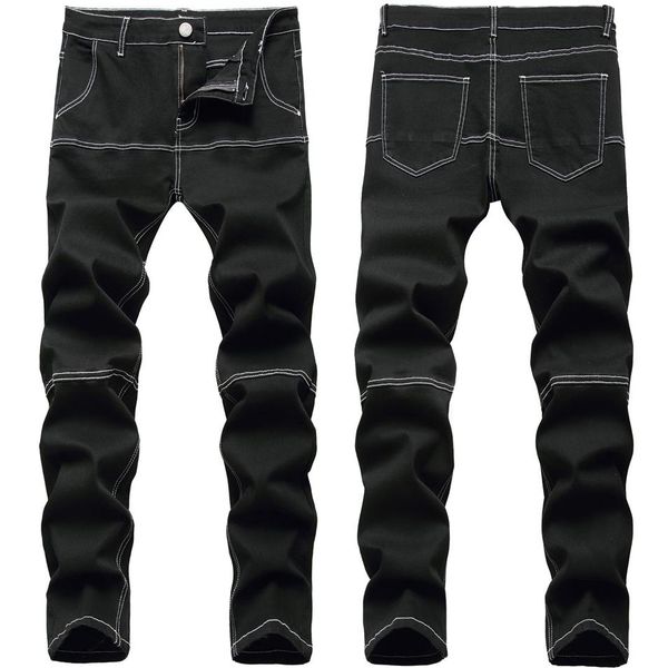 men's jeans man black slim stretch denim spliced patchwork contrast color pants streetwear trousers fashion clothing327e, Blue
men's jeans man black slim stretch denim spliced patchwork contrast color pants streetwear trousers fashion clothing327e, Blue