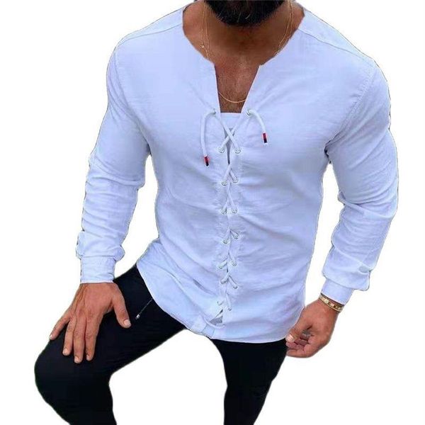 men's casual shirts solid color fashion shirt long sleeve blouses men clothing summer pullovers collarless white bandage 268u, White;black
men's casual shirts solid color fashion shirt long sleeve blouses men clothing summer pullovers collarless white bandage 268u, White;black