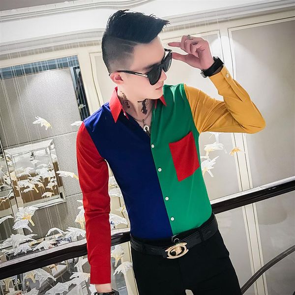 men shirts autumn fashion patchwork color shirt men clothes 2019 slim fit long sleeve tuxedo shirt dress casual blouse299v, White;black
men shirts autumn fashion patchwork color shirt men clothes 2019 slim fit long sleeve tuxedo shirt dress casual blouse299v, White;black
